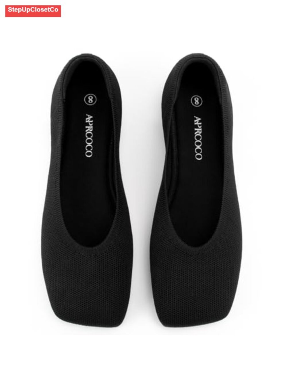 Women's Washable Knit Square Toe Ballet Flats Slip On Lightweight Walking Shoes